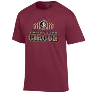 Champion Men's Flying High Circus Seminole Logo Design Short Sleeve T-shirt - Garnet