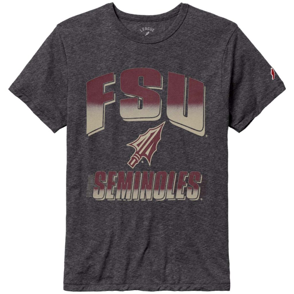 League Men's FSU Seminoles Arrowhead Design Tri-blend Short Sleeve T-shirt - Slate