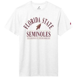 League Men's Florida State Seminoles Arrowhead Design Short Sleeve Slub T-shirt - White