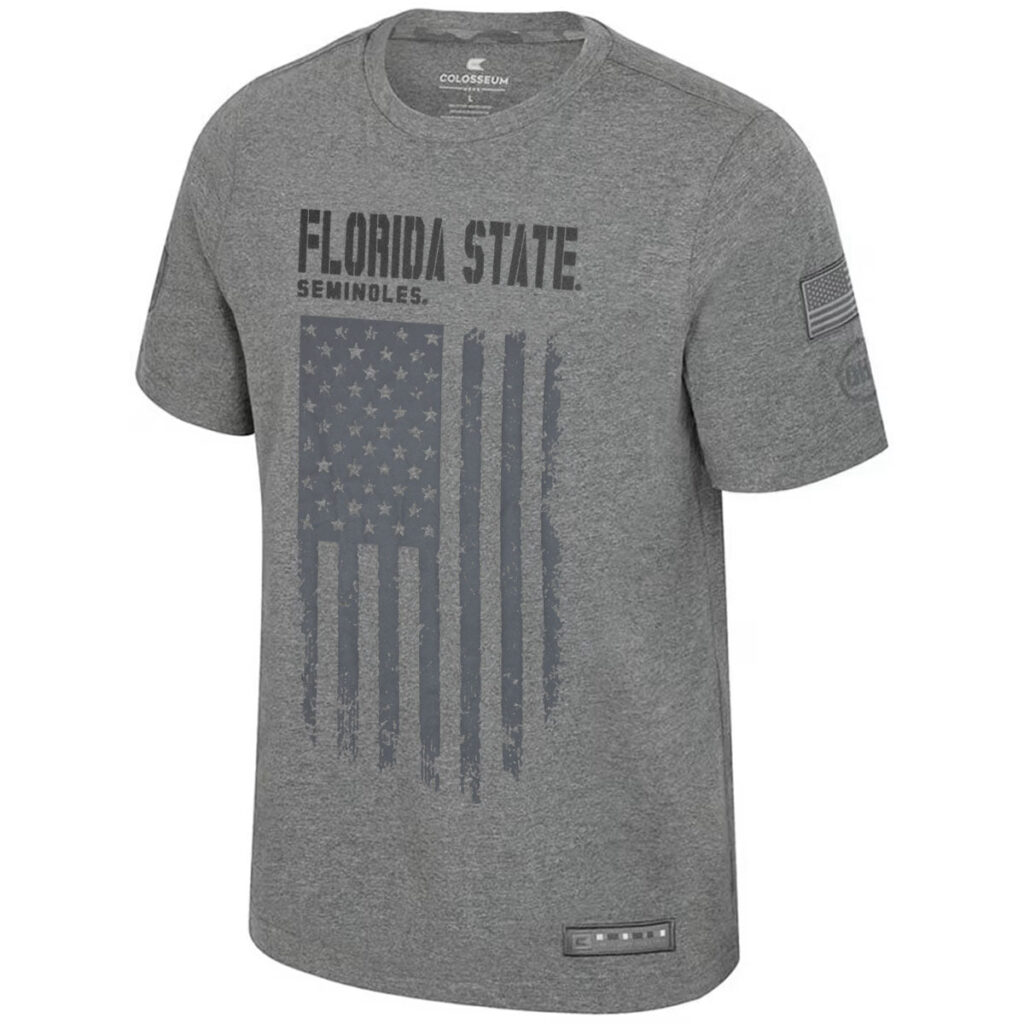 Colosseum Men's OHT Florida State Seminoles Flag Design Short Sleeve T-shirt - Heather Grey