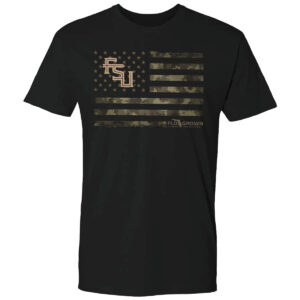 Flogrown Men's Stacked FSU Camo Flag Design Short Sleeve T-shirt - Black