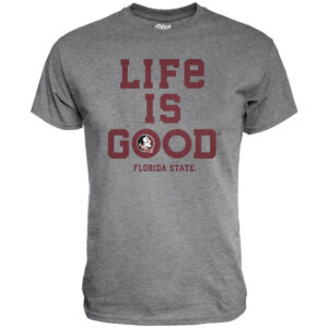 Blue 84 Men's Life is Good/Florida State Seminole Logo Design Short Sleeve T-shirt - Heather Grey