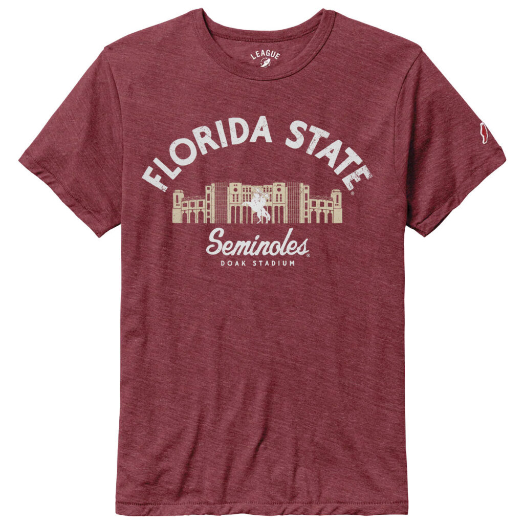 League Men's Florida State Seminoles Doak Campbell Design Short Sleeve Tri-blend T-shirt - Heathered Garnet