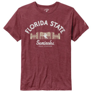 League Men's Florida State Seminoles Doak Campbell Design Short Sleeve Tri-blend T-shirt - Heathered Garnet