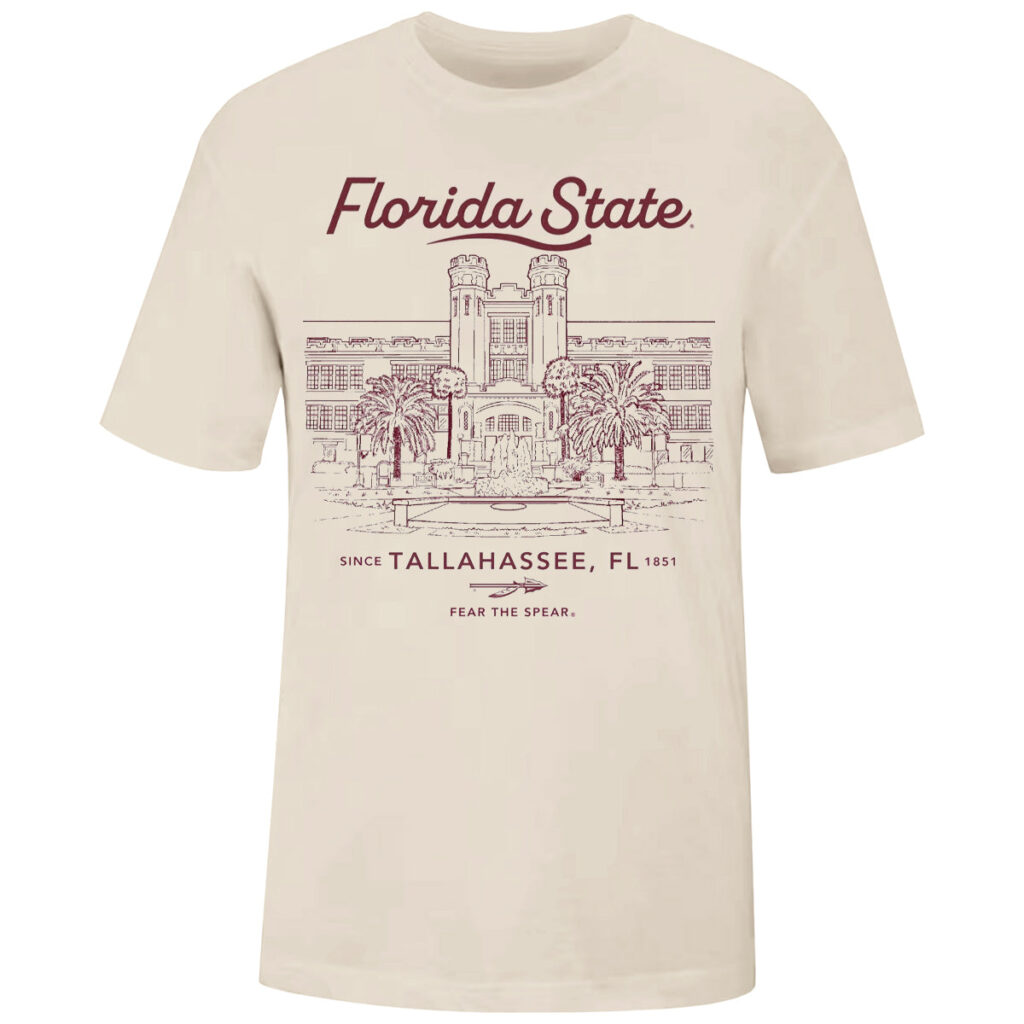 Uscape Men's Florida State Westcott Design Short Sleeve T-shirt - Vintage White