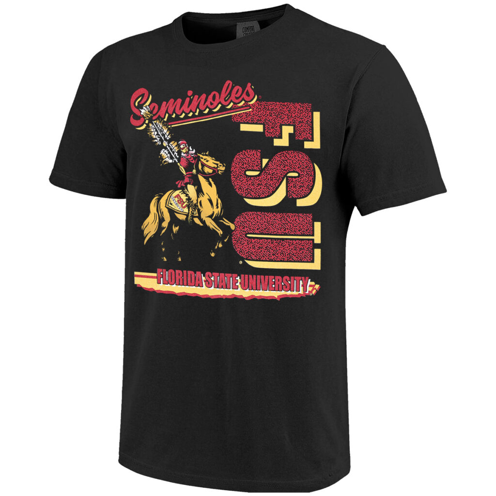 Image One Comfort Colors Vault Seminoles FSU Osceola/Renegade Design Short Sleeve T-shirt - Black