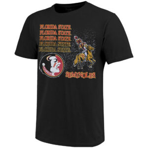 Image One Men's Vault Seminole Logo/Osceola and Renegade Design Short Sleeve Soft Washed T-shirt - Black