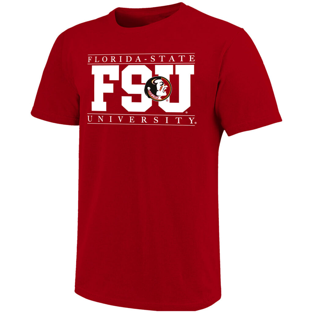 Image One Men's Vault Florida State University/FSU/Seminole Logo Soft Washed Short Sleeve T-shirt - Cardinal