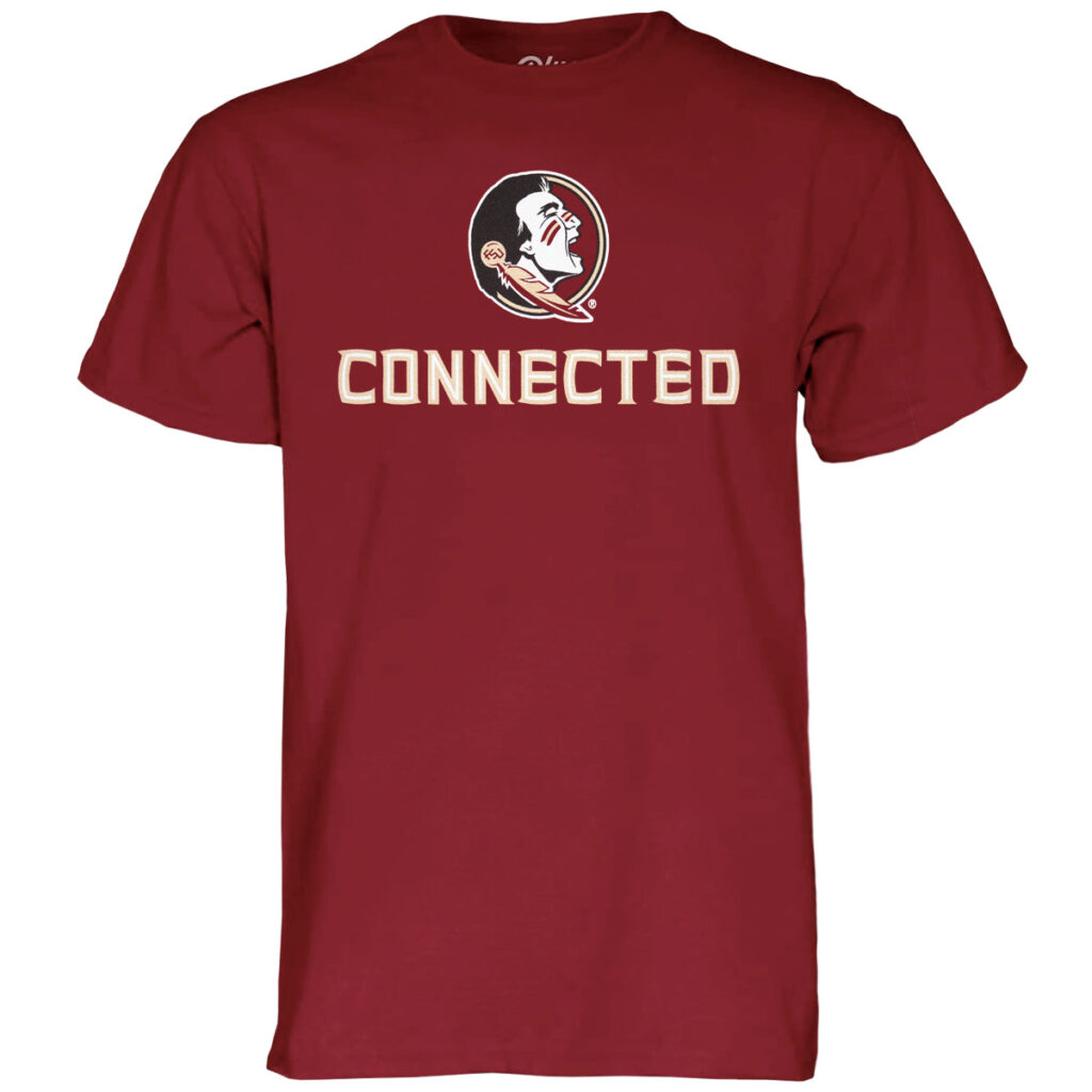 Blue 84 Men's Seminole Logo/Connected Design Basketball Motto Short Sleeve T-shirt - Garnet