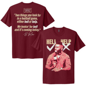 Full Press Men's Bmac Hell/Help Design Short Sleeve T-shirt - Garnet