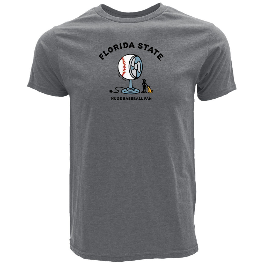 Blue 84 Men's Florida State Huge Baseball Fan Life is Good Design Short Sleeve T-shirt - Heather Grey