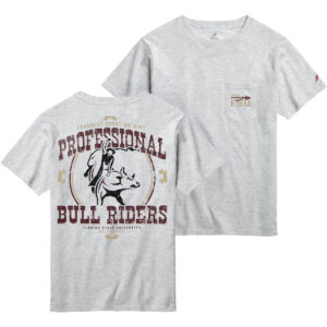 League Men's Florida State Professional Bull Riders Design Short Sleeve Pocket T-shirt - Ash