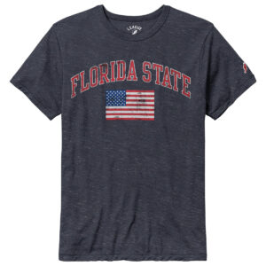 League Men's Florida State American Flag Design Short Sleeve Tri-blend T-shirt - Navy