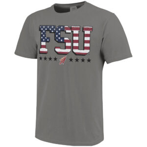 Image One Comfort Colors American Flag FSU Arrowhead Design Short Sleeve T-shirt - Grey