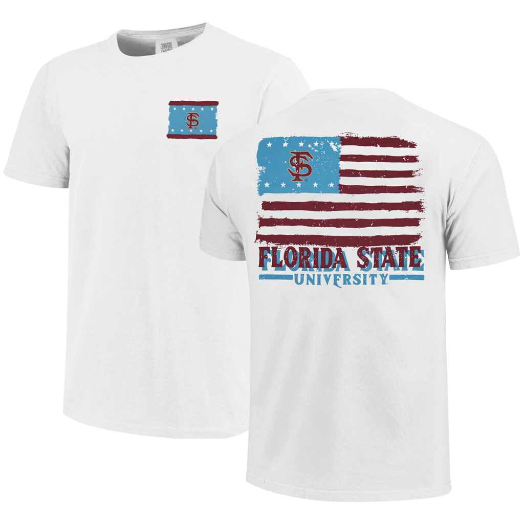 Image One Comfort Colors FS Flag Florida State University Design Short Sleeve T-shirt - White