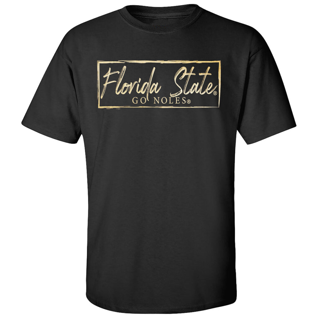 MV Unisex Cut Florida State/Go Noles Metallic Foil Design Short Sleeve T-shirt - Black