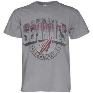 Blue 84 Men's Florida State Seminoles Arrowhead Design Short Sleeve Garment Dyed T-shirt - Steel